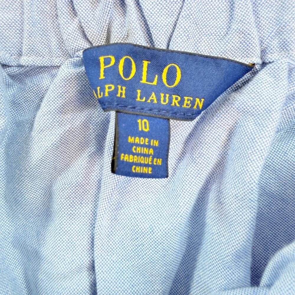 Polo Ralph Lauren Girls Blue Chambray Patchwork Graphic Skirt Size 10 Collegiate